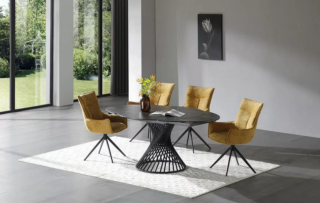 Стол Tornado + 4 стула Vincent охра