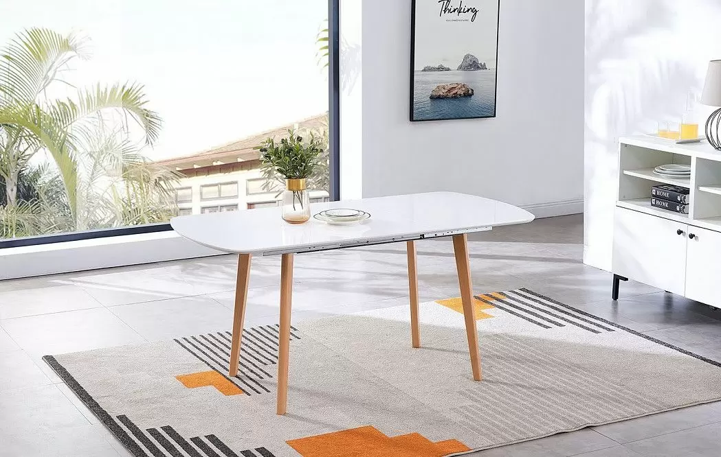 Стол раскладной Ellis 120-160, белый/бук - фото 3