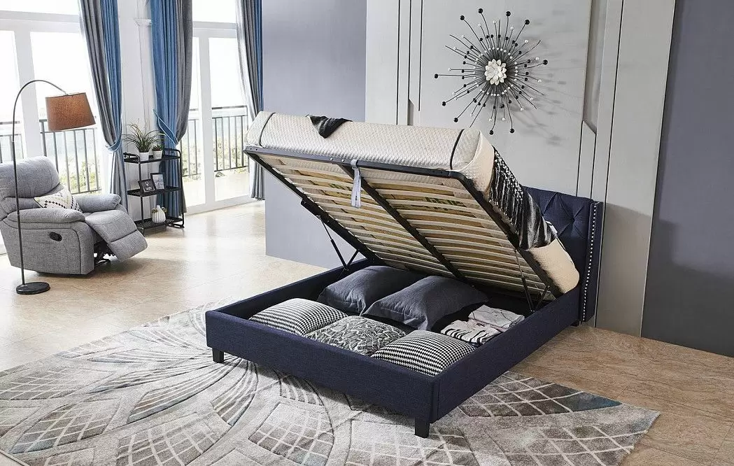 Кровать Evita 180x200 (с подъемным механизмом), темно-синий - фото 2