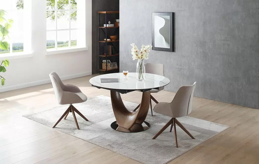 Стол раскладной Daisy 130-170, белая керамика/орех - фото 5