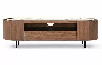 ТВ Тумба Angelica, белая керамика/орех