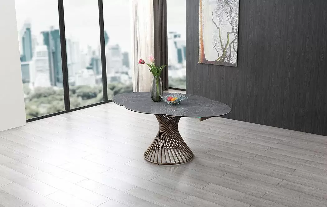 Стол раскладной Tornado Bronze 120-180, серая керамика/бронза - фото 7