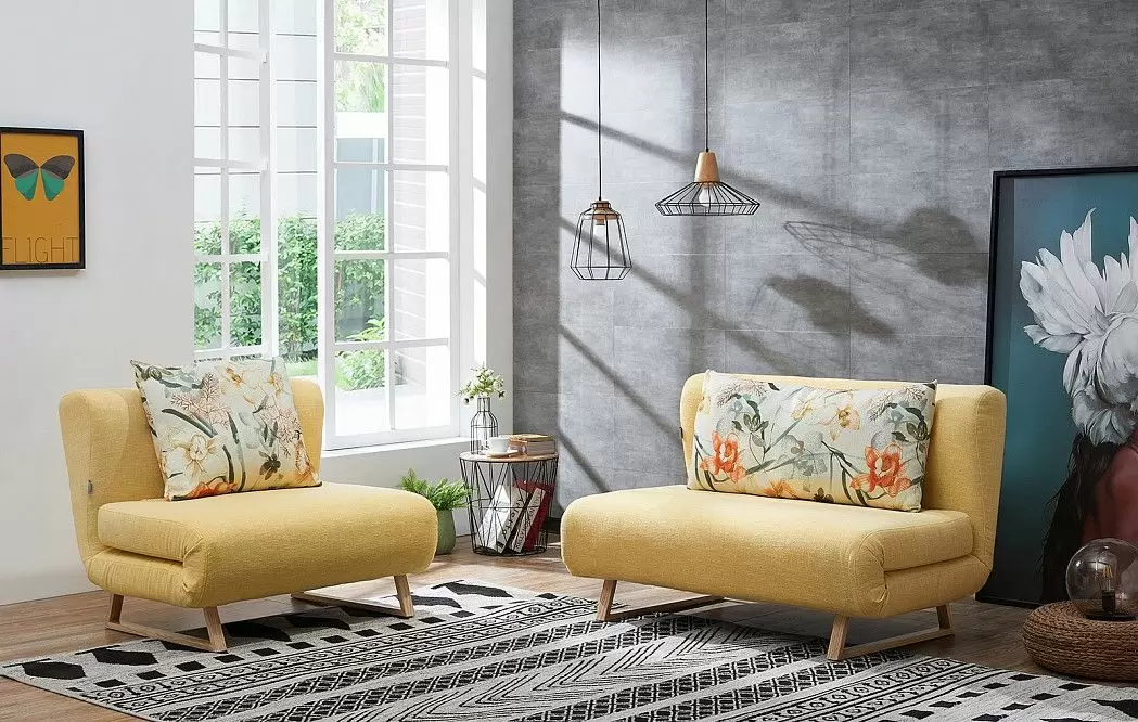 Кресло-кровать Rosy, желтый/цветочный принт - фото 3