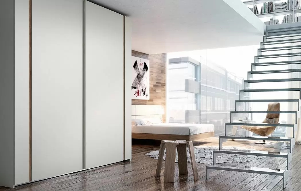 Шкаф ONE с 2 раздвижными дверями 195 H240, каменный/орех (YM505)