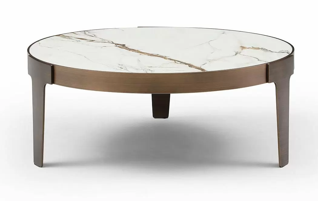 Стол журнальный Corfu (100), белая керамика/бронза