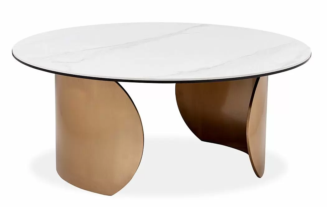 Стол журнальный Renato (90), белый камень/золото