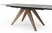 Стол раскладной Valencia 120-180, серая керамика/орех