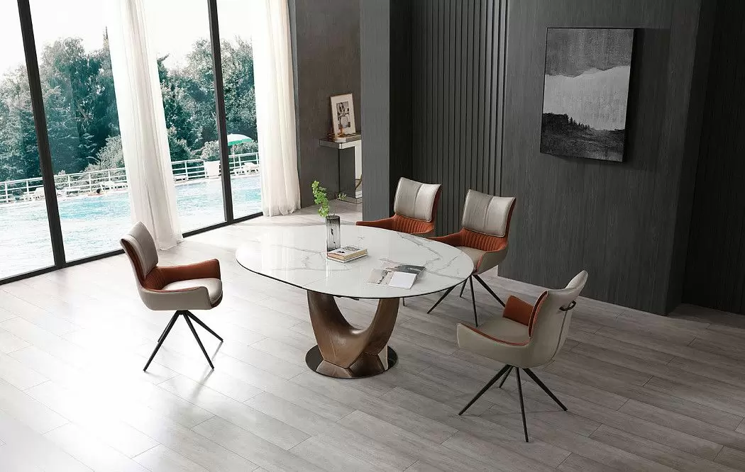 Стол раскладной Daisy 130-170, белая керамика/орех - фото 2