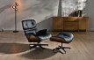 Комплект кресло и оттоманка Eames Lounge, черный/орех