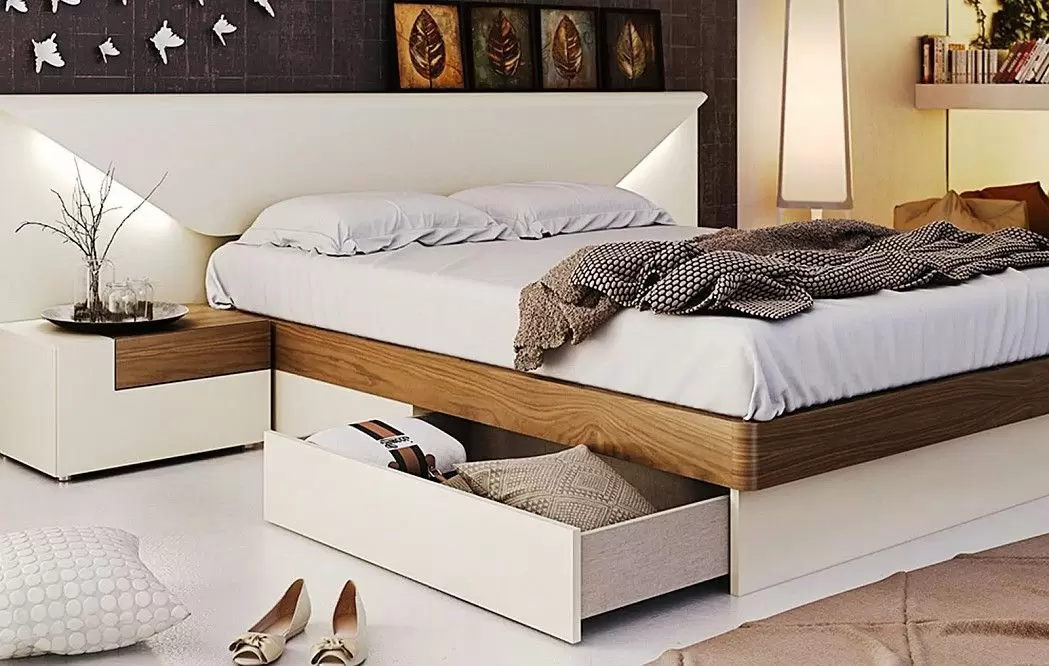 Кровать Almeria (с ящиками), песочный/орех - фото 2