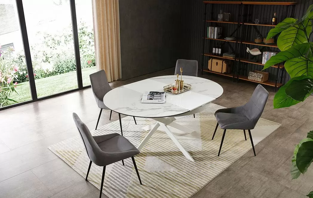 Стол раскладной Diona 120-170, керамика "каррарский мрамор" - фото 2