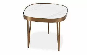 Стол журнальный Zelda (55), белый камень/бронза