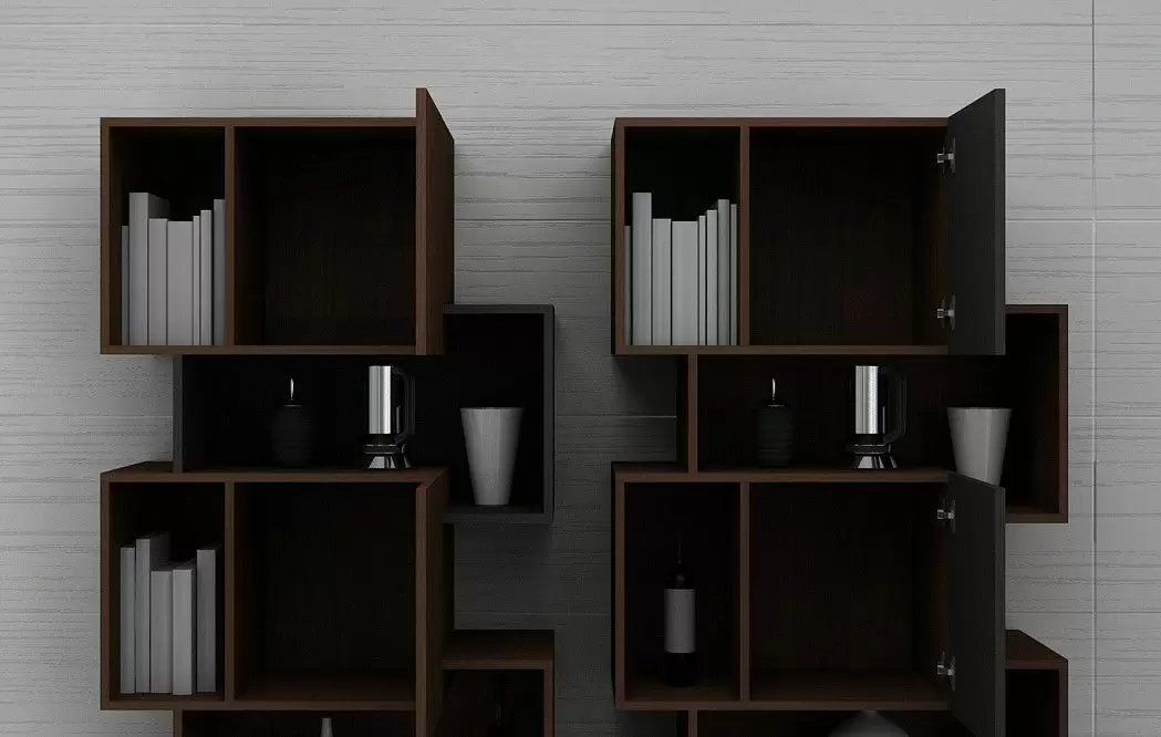 Стеллаж Palo Walnut, орех/серая полка - фото 11