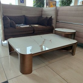 Столик приставной Cassio (48), белая керамика/бронза