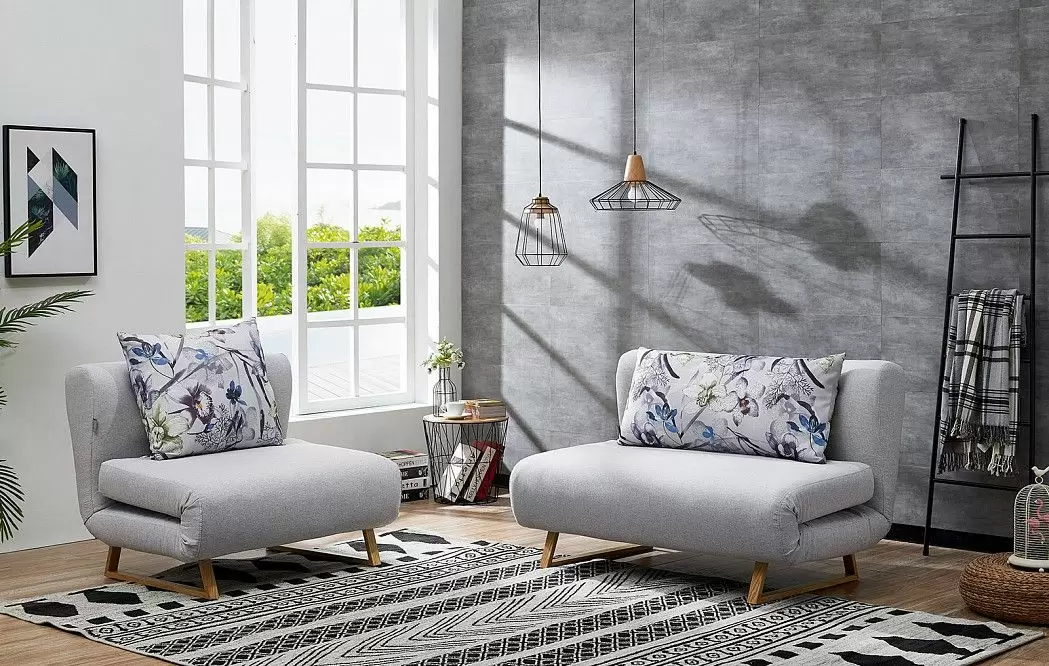 Комплект мягкой мебели Rosy, серый/цветочный принт