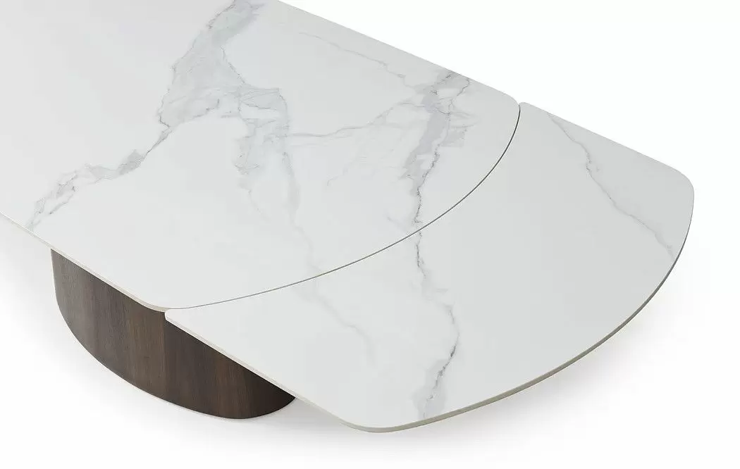 Стол раскладной Bavaria 160-240, белая керамика/орех - фото 11