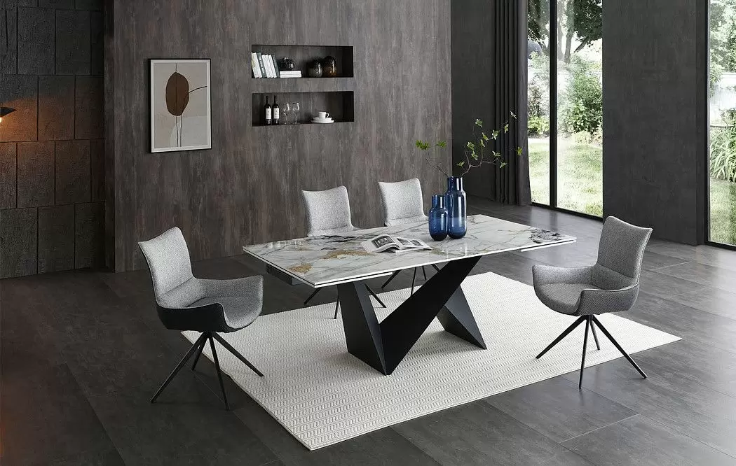 Стол раскладной Portofino Black 160-240, светлая керамика/черный - фото 5