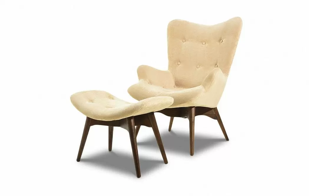 Кресло с оттоманкой Contour, бежевый/темно-коричневый - фото 3