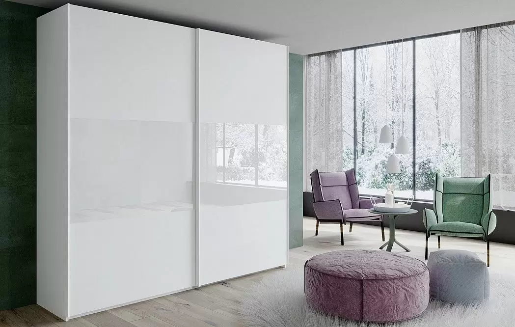 Шкаф FREE с 2 раздвижными дверями 195 H240, белый/стекло (YM504)