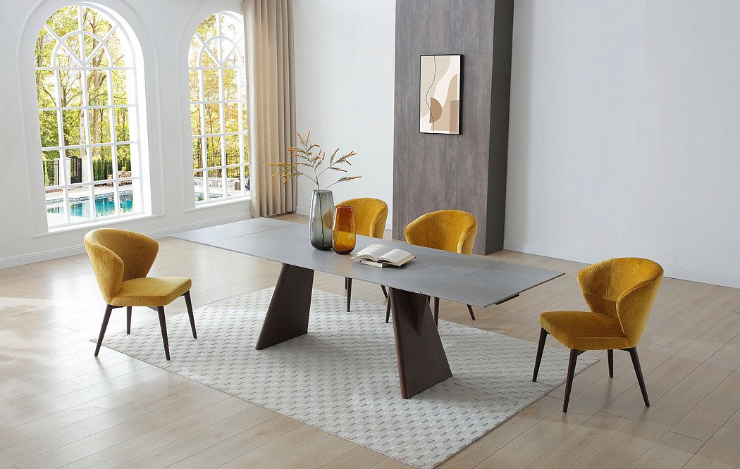 Стол раскладной Bremen 180-260, серая керамика/орех - фото 2