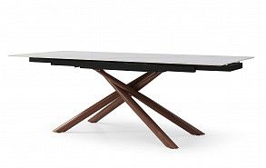 Стол раскладной Ravenna 160-220, белая керамика/орех