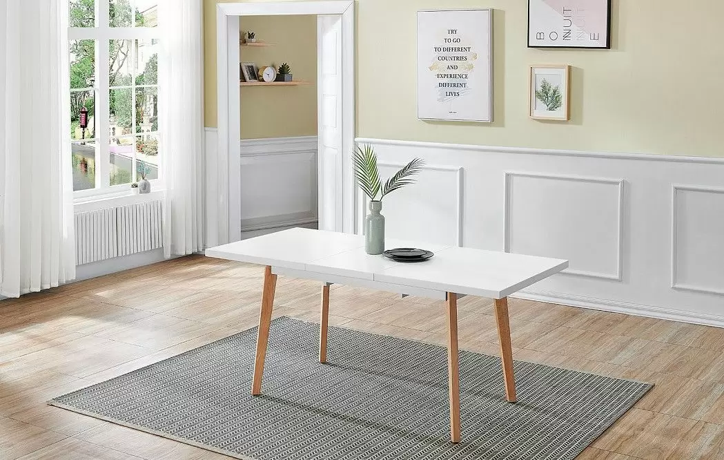 Стол раскладной Pamela 130-170, белый матовый/бук - фото 5